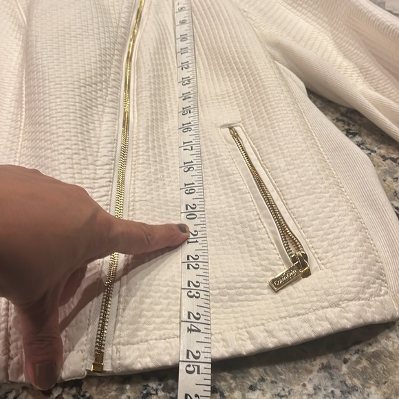 CALVIN KLEIN WHITE LEATHER JACKET SZ XL - Picture 12 of 14